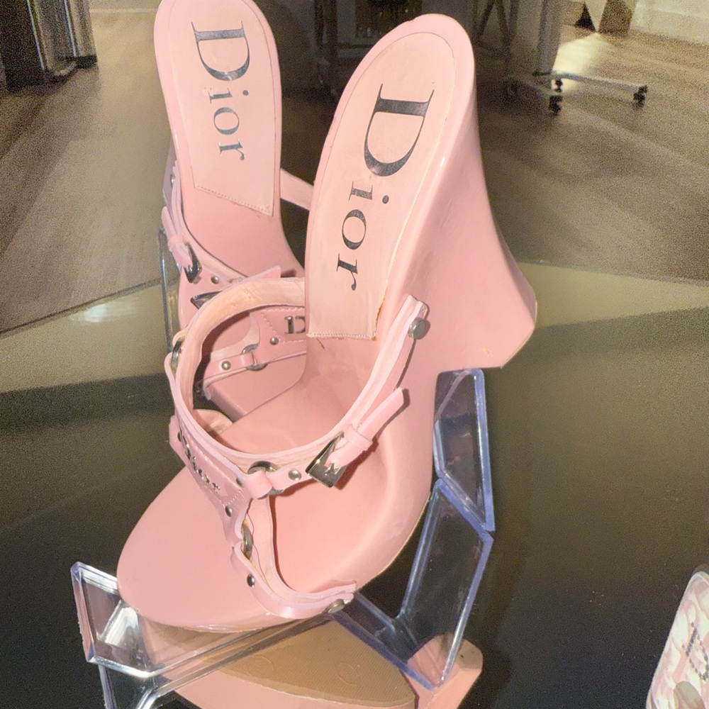 Dior Women's Blush Pink Wedge Sandals
